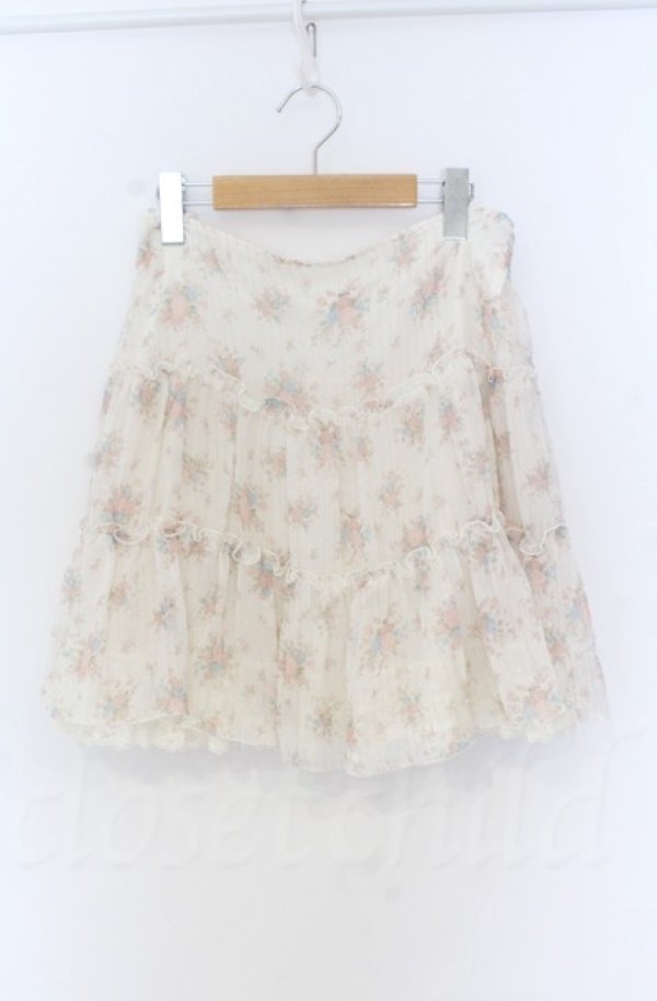 画像1: L'EST ROSE / ラメストライプ薔薇柄スカート  オフ O-25-11-30-091-LO-SK-IG-OS (1)