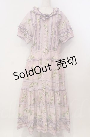 画像: PINK HOUSE / クローバーブーケパッチワークワンピース【お直しあり】  ラベンダー O-25-11-30-007-LO-OP-IG-OS