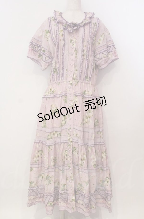 画像1: PINK HOUSE / クローバーブーケパッチワークワンピース【お直しあり】  ラベンダー O-25-11-30-007-LO-OP-IG-OS (1)