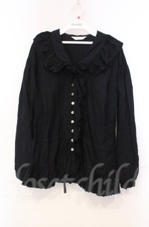 画像: PINK HOUSE / ローンフリルタックブラウス  クロ O-25-11-30-009-LO-BL-IG-OS