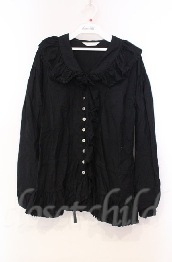 画像1: PINK HOUSE / ローンフリルタックブラウス  クロ O-25-11-30-009-LO-BL-IG-OS (1)