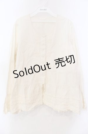 画像: KANEKO ISAO / ノーカラータックブラウス【お直しあり】  アイボリー O-25-11-30-011-EL-BL-IG-OS