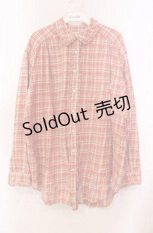 画像: PINK HOUSE / フリルチェックネルシャツ  ピンク O-25-11-30-012-LO-BL-IG-OS