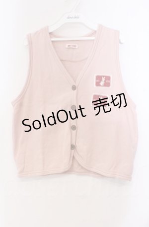 画像: MOMY'S WORLD / パッチスウェットベスト  ピンク O-25-11-30-014-LO-TO-IG-OS