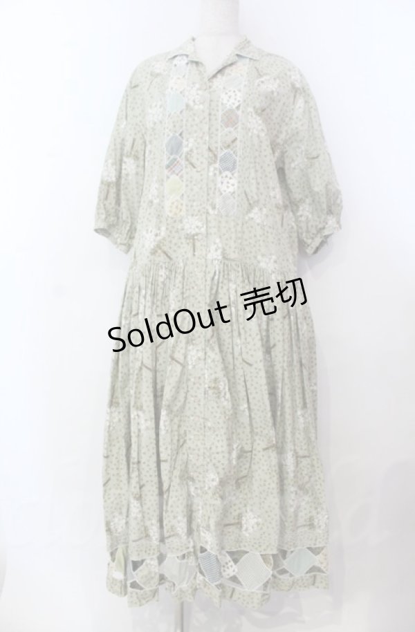 画像1: PINK HOUSE / シロツメクサパッチワークワンピース  グリーン O-25-11-30-002-LO-OP-IG-OS (1)