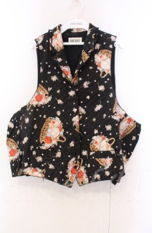 画像: PINK HOUSE / バスケットブーケキルトベスト【お直しあり】  クロ O-25-11-30-017-LO-TO-IG-OS