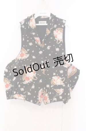 画像: PINK HOUSE / バスケットブーケキルトベスト【お直しあり】  クロ O-25-11-30-017-LO-TO-IG-OS