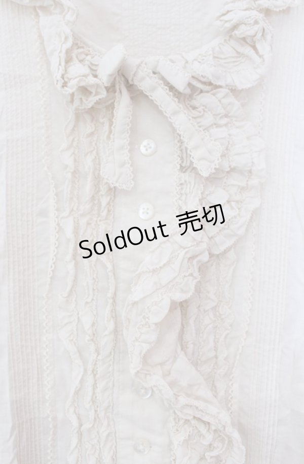 画像2: PINK HOUSE / リボン刺繍フリルタックブラウス【お直しあり】  アイボリー O-25-11-30-018-LO-BL-IG-OS (2)