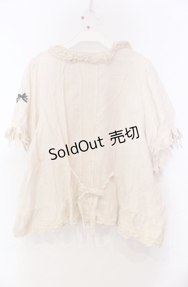 画像4: PINK HOUSE / リボン刺繍フリルタックブラウス【お直しあり】  アイボリー O-25-11-30-018-LO-BL-IG-OS (4)