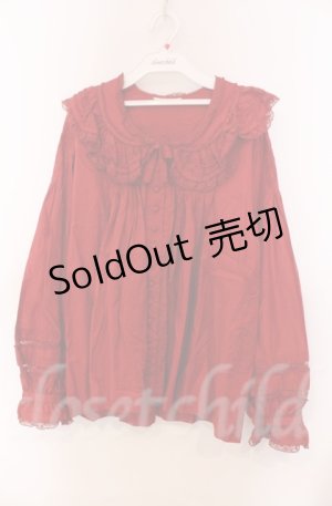 画像: WONDERFUL WORLD / タックフリルAラインブラウス  アカ O-25-11-30-020-LO-BL-IG-OS