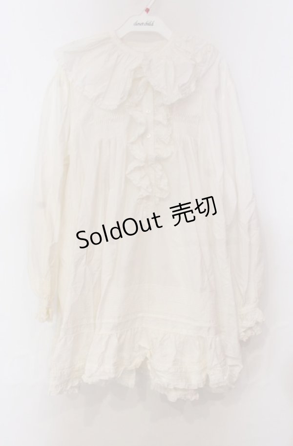 画像1: KANEKO ISAO / フリルタックブラウス【お直しあり】  シロ O-25-11-30-023-EL-BL-IG-OS (1)