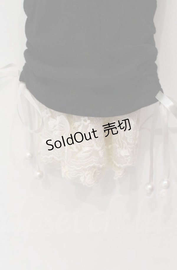 画像2: axes femme / 裾レース＆リボン使いレギンス M クロ O-25-11-30-025-AX-PA-OW-OS (2)