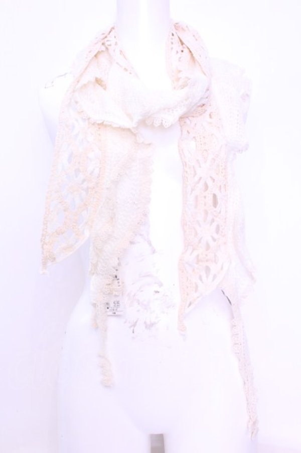 画像1: axes femme / ニットフリルストール  オフ O-25-12-01-037-AX-ZA-IG-OS (1)