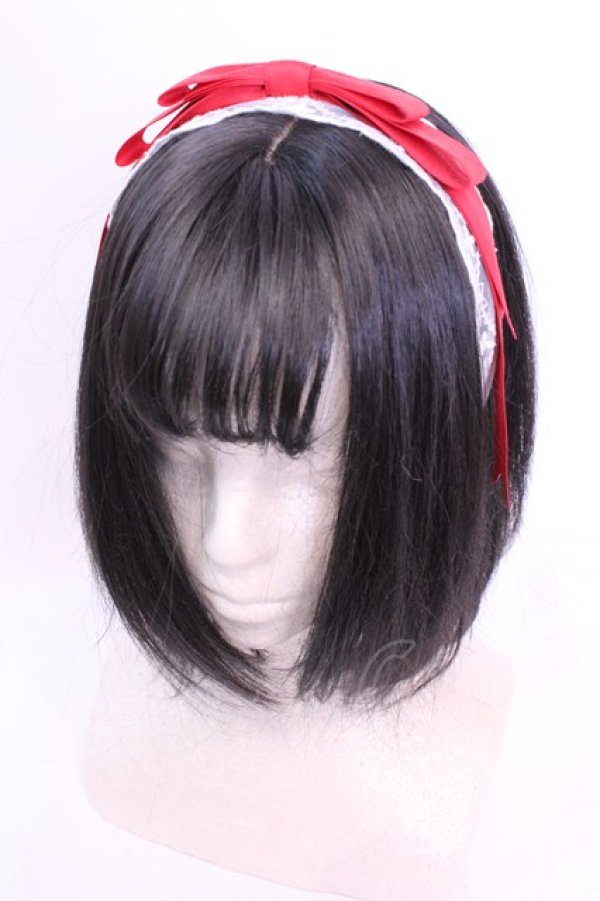 画像1: axes femme kawaii / レースリボンカチューシャ  シロ×アカ O-25-12-01-044-AX-AC-IG-OS (1)