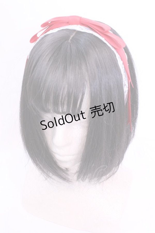 画像1: axes femme Kawaii / レースリボンカチューシャ  シロ×アカ O-25-12-01-044-AX-AC-IG-ZT1205A (1)