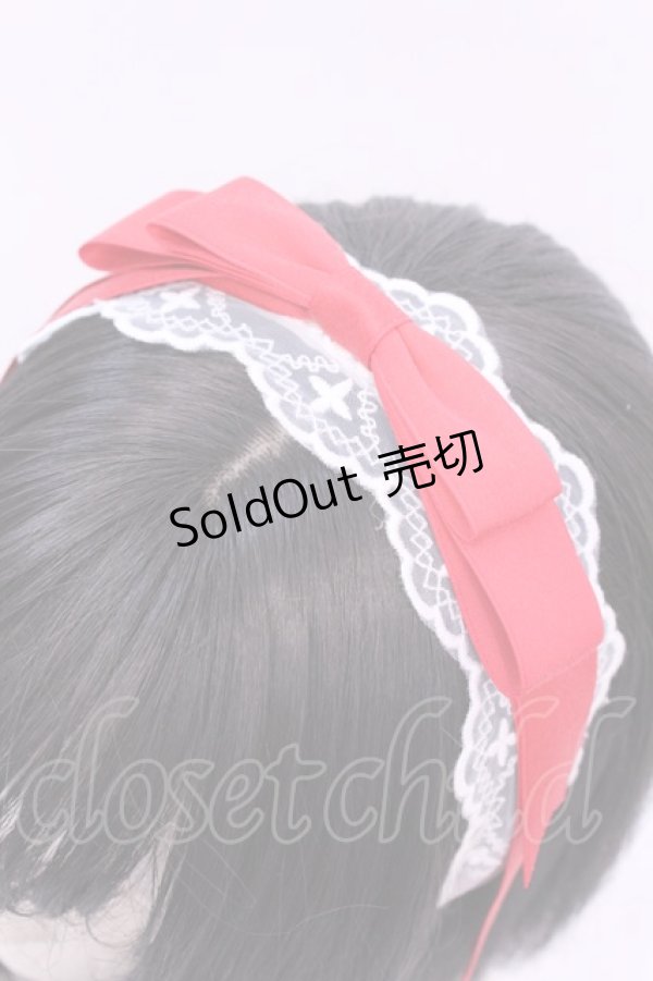 画像2: axes femme Kawaii / レースリボンカチューシャ  シロ×アカ O-25-12-01-044-AX-AC-IG-ZT1205A (2)