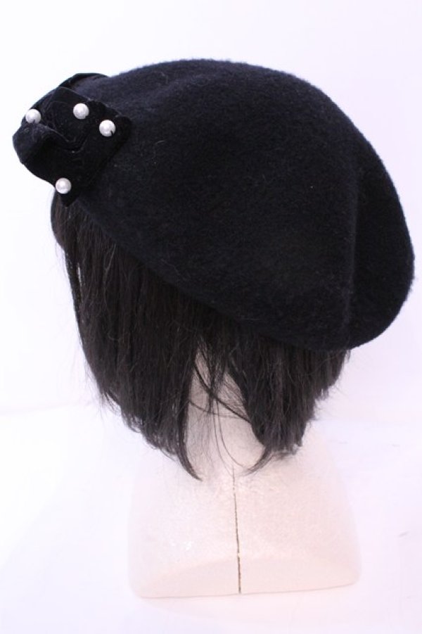 画像2: m petit by misako / AMリボンBベレー  クロ O-25-12-01-050-LO-AC-IG-ZT486 (2)