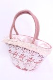 画像1: axes femme / フラワーレースストローバッグ  ピンク×アイボリー O-25-12-01-014-AX-BG-IG-OS (1)