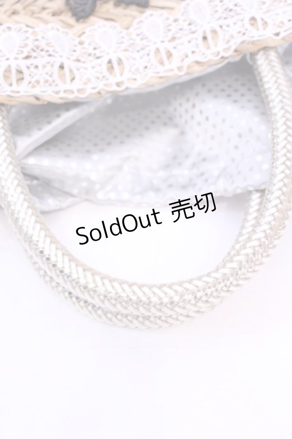 画像3: axes femme / レース配色ストローバッグ  ナチュラル O-25-12-01-015-AX-BG-IG-OS (3)