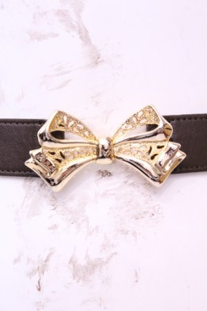 画像: FA（Fi.n.t） / ヴィンテージリボンバックルゴムベルト  ブラウン×ゴールド O-25-12-01-025-LO-ZA-IG-ZT486F006