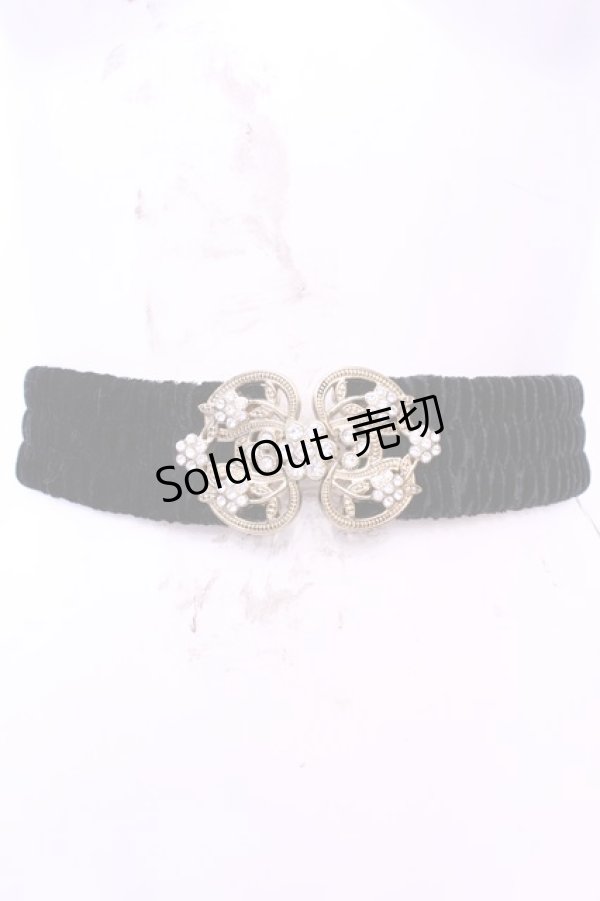 画像2: axes femme / ベロアゴムベルト  クロ×ゴールド O-25-12-01-026-AX-ZA-IG-OS (2)