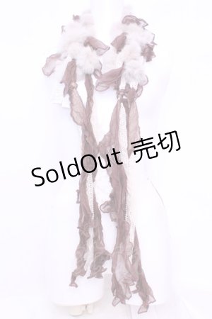 画像: axes femme / ラビットファーぽんぽんストール  ブラウン O-25-12-01-028-AX-ZA-IG-OS