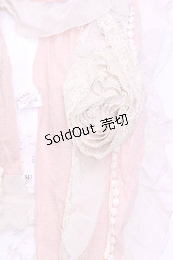 画像2: axes femme / お花デザインストール  生成り×ピンク O-25-12-01-030-AX-ZA-IG-OS (2)