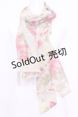 画像: axes femme / 薔薇柄ストール  生成り O-25-12-01-031-AX-ZA-IG-ZT359