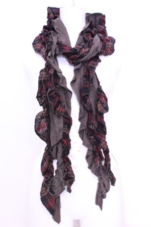 画像: axes femme / チェックフリルストール  ブラウン O-25-12-01-035-AX-ZA-IG-OS