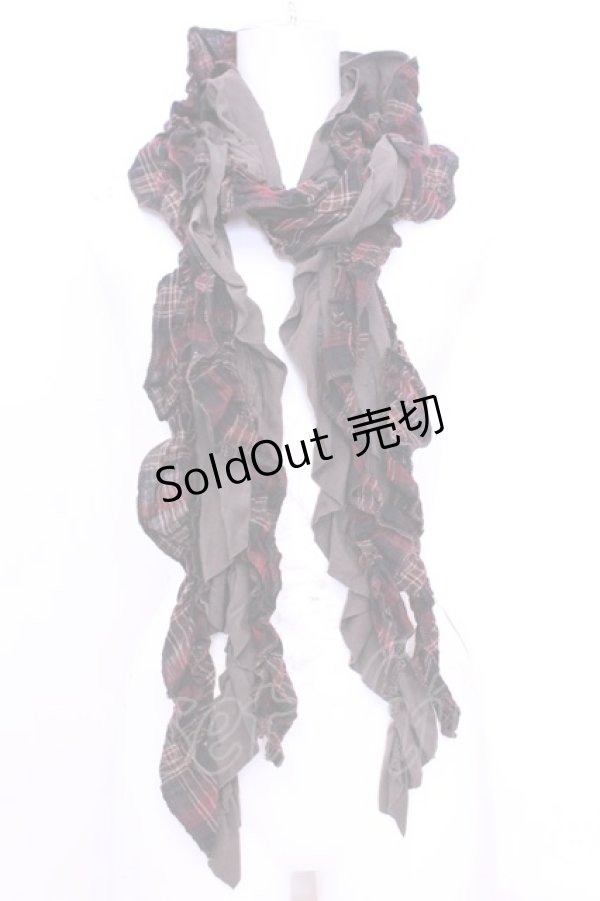 画像1: axes femme / チェックフリルストール  ブラウン O-25-12-01-035-AX-ZA-IG-OS (1)