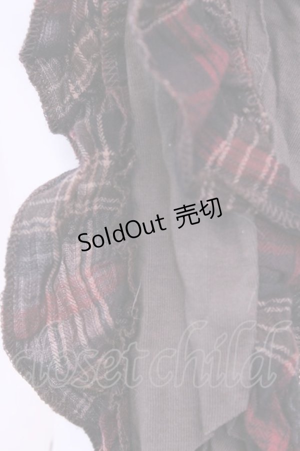 画像2: axes femme / チェックフリルストール  ブラウン O-25-12-01-035-AX-ZA-IG-OS (2)