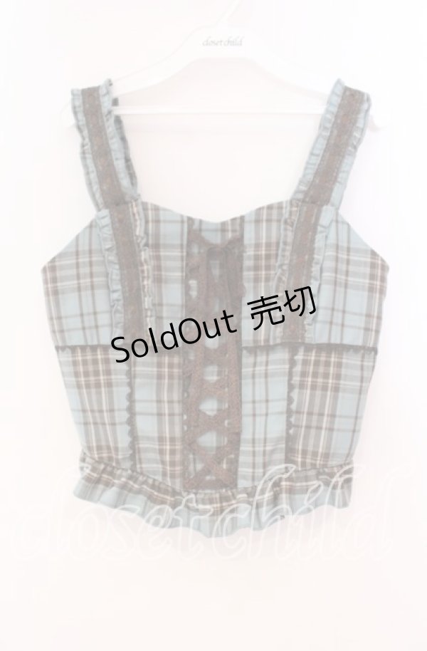 画像1: axes femme / タータンチェック編上ビスチェ  ミント O-25-12-02-032-AX-TO-IG-OS (1)