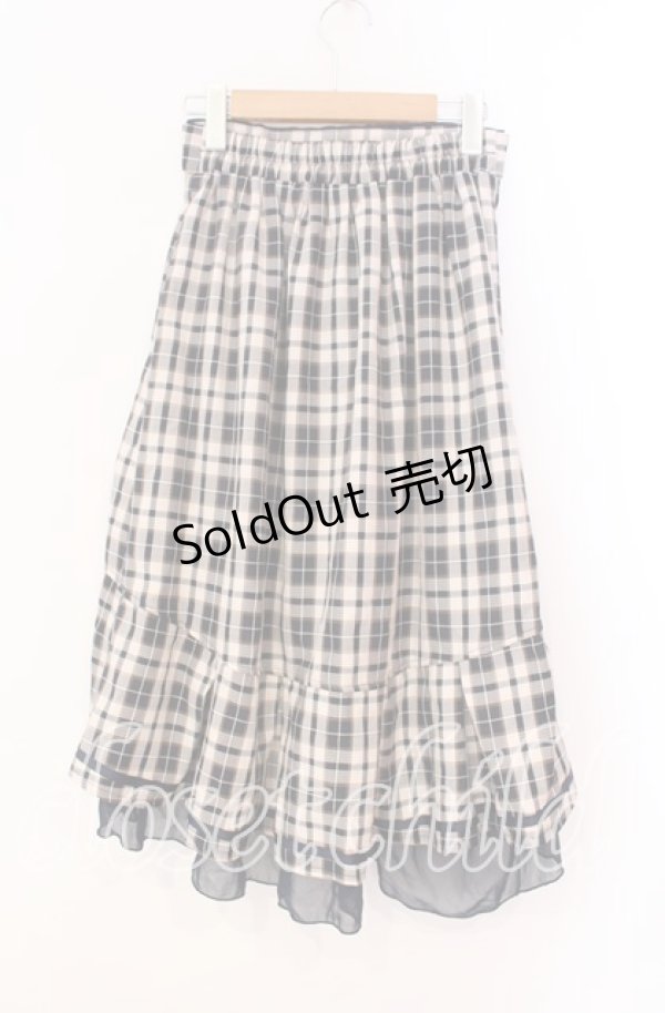 画像2: axes femme / チェックフィッシュテールスカート  ネイビー×ベージュチェック O-25-12-02-034-AX-SK-IG-OS (2)