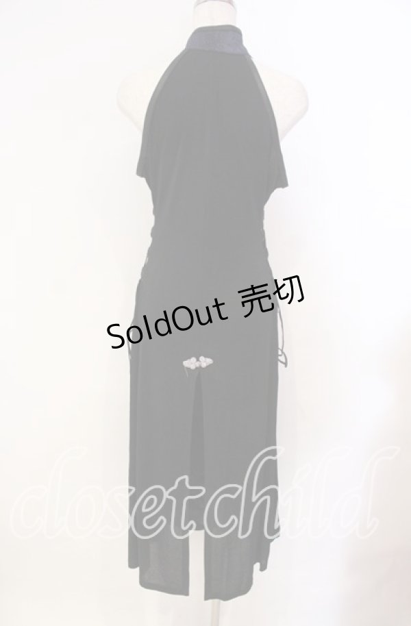 画像4: Qutie Frash / チャイナホルターロングワンピ  ブルー O-25-12-02-045-QU-OP-IG-OS (4)