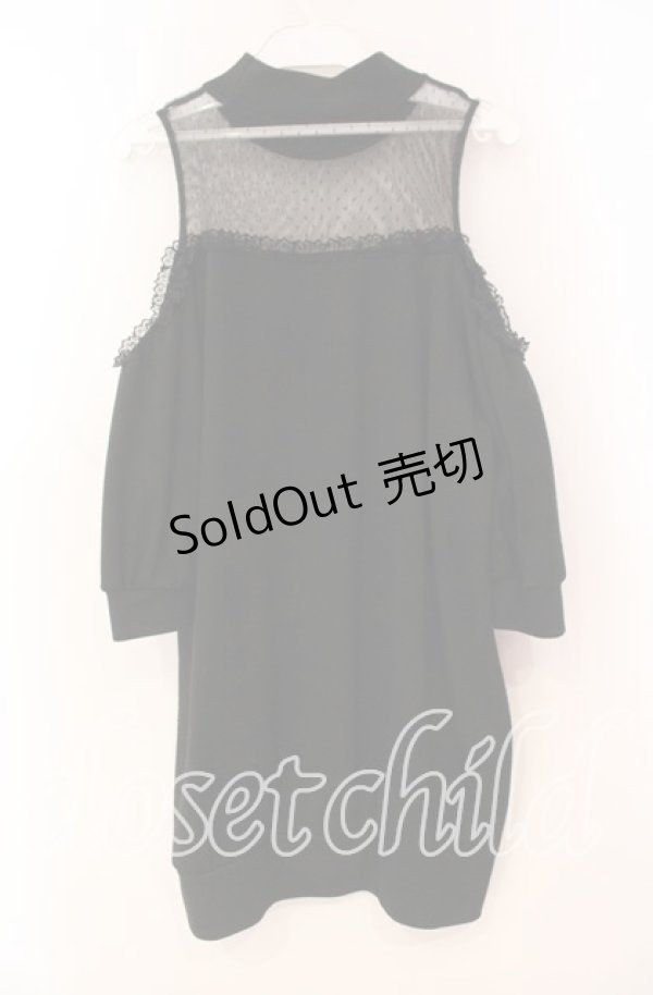 画像3: Princess Melody / ドットチュールオフショルカットソー  クロ O-25-12-02-048-EL-TO-IG-OS (3)