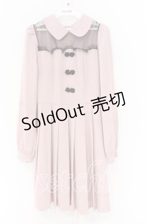 画像: Ank Rouge / デコルテチュールチャイナボタンワンピース  ピンク×クロ O-25-12-02-1004-CA-OP-IG-ZS