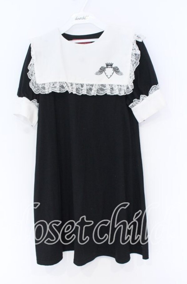 画像1: Jamie エーエヌケー / チョーカー付きハートプリントカットワンピース  クロ×シロ O-25-12-02-1042-LO-OP-IG-ZT372 (1)