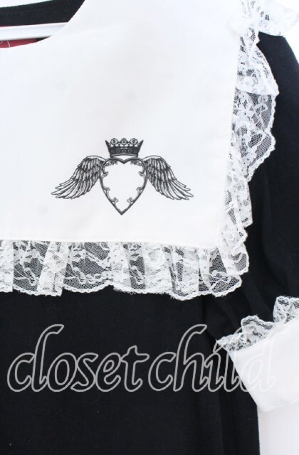 画像2: Jamie エーエヌケー / チョーカー付きハートプリントカットワンピース  クロ×シロ O-25-12-02-1042-LO-OP-IG-ZT372 (2)