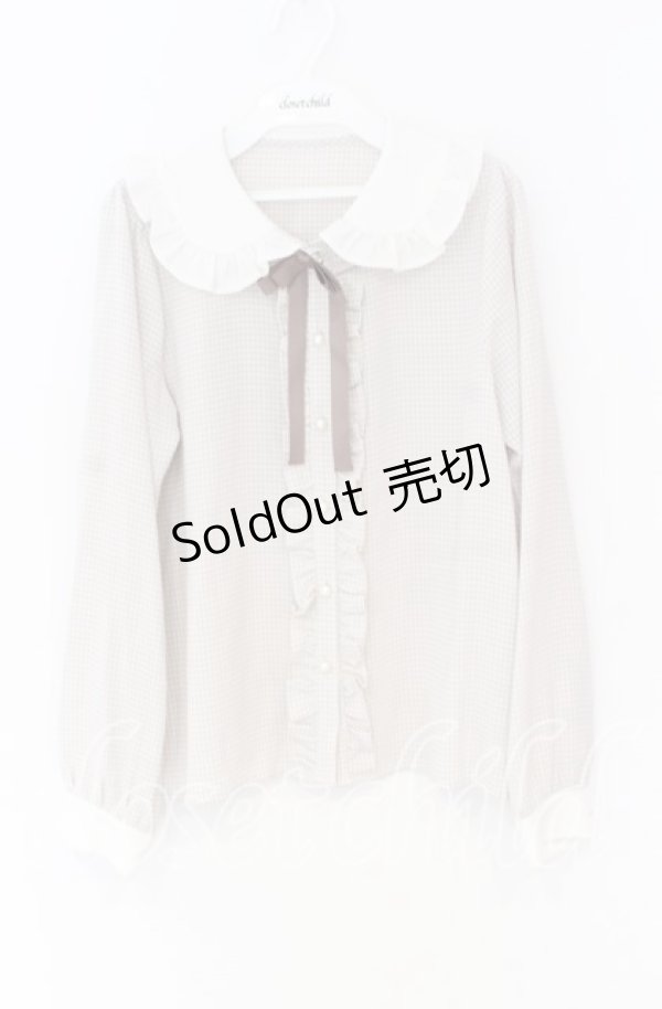 画像1: Ank Rouge / フリルカラーギンガムブラウス  ベージュ×シロ O-25-12-02-1047-CA-BL-IG-OS (1)