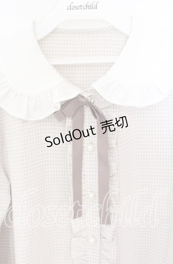 画像2: Ank Rouge / フリルカラーギンガムブラウス  ベージュ×シロ O-25-12-02-1047-CA-BL-IG-OS (2)