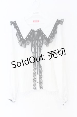 画像: MA*RS / ハートはしごレースブラウス  シロ×クロ O-25-12-02-1048-EL-BL-IG-OS