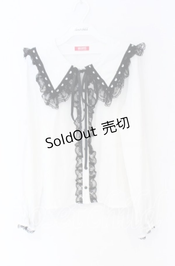画像1: MA*RS / ハートはしごレースブラウス  シロ×クロ O-25-12-02-1048-EL-BL-IG-OS (1)