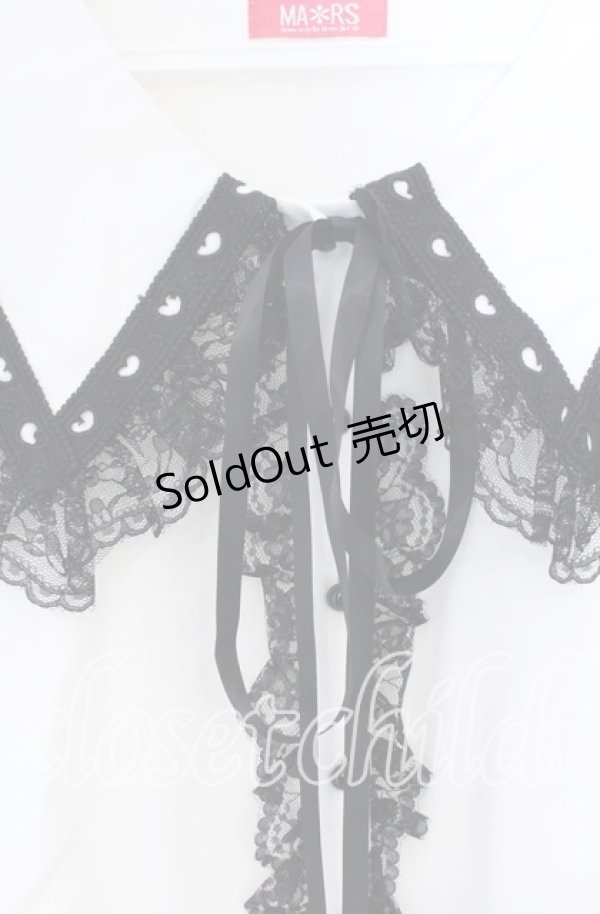 画像2: MA*RS / ハートはしごレースブラウス  シロ×クロ O-25-12-02-1048-EL-BL-IG-OS (2)