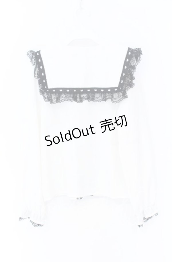 画像3: MA*RS / ハートはしごレースブラウス  シロ×クロ O-25-12-02-1048-EL-BL-IG-OS (3)