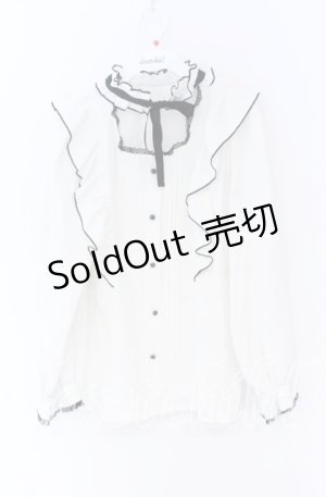 画像: Rojita / デコルテ開きラッフルボリュームブラウス  シロ×クロ O-25-12-02-1051-LO-BL-IG-OS