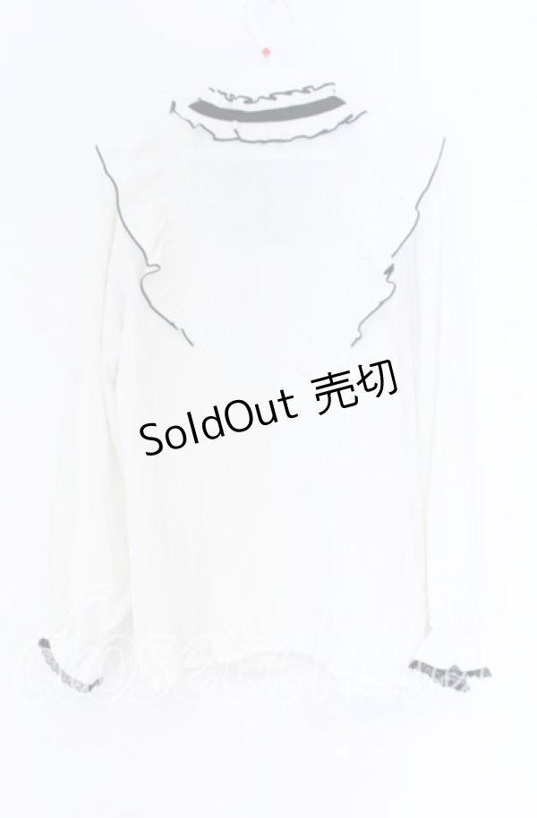 画像3: Rojita / デコルテ開きラッフルボリュームブラウス  シロ×クロ O-25-12-02-1051-LO-BL-IG-OS (3)