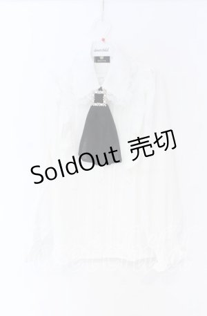 画像: Rojita / ビジューバックル付きネクタイブラウス  シロ×クロ O-25-12-02-1053-LO-BL-IG-OS