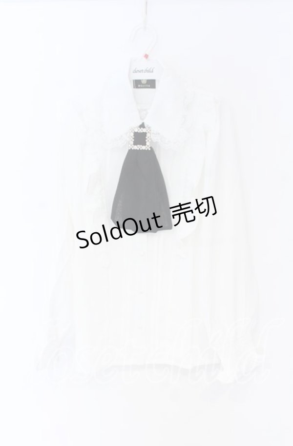 画像1: Rojita / ビジューバックル付きネクタイブラウス  シロ×クロ O-25-12-02-1053-LO-BL-IG-OS (1)