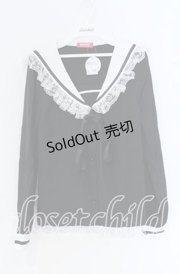 画像1: MA*RS / セーラーカラーブラウス  クロ×シロ O-25-12-02-1054-EL-BL-IG-OS (1)