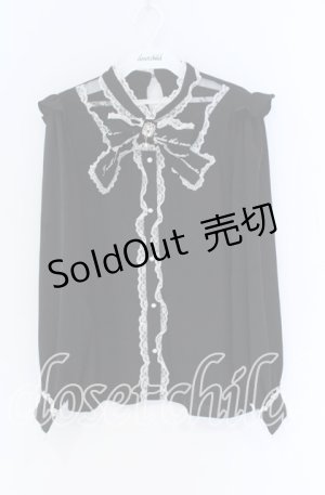 画像: Rojita / レース切り替えロゴリボンブラウス  クロ O-25-12-02-1061-LO-BL-IG-OS